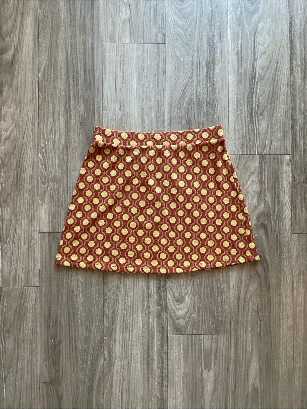 Zara Rust Red and Mustard Dot A-Line Skirt